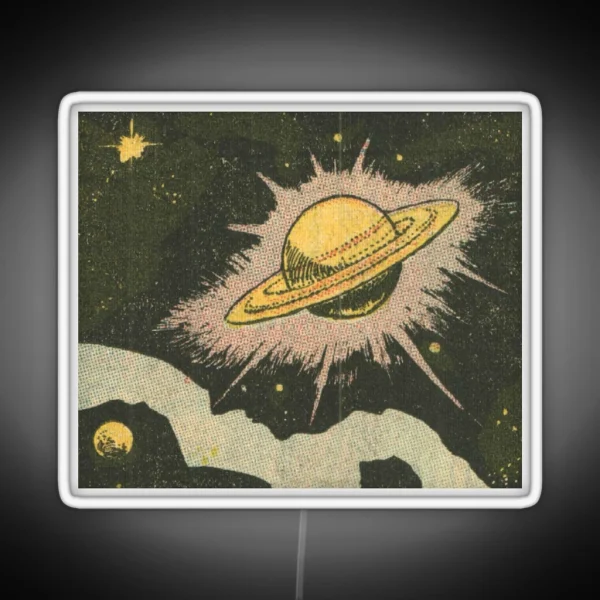 Saturn And Stars Vintage Comic Anime RGB Neon Sign