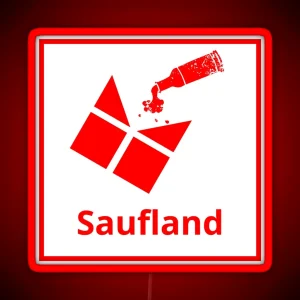 Saufland Kaufland Party Design Joke Logo RGB Neon Sign