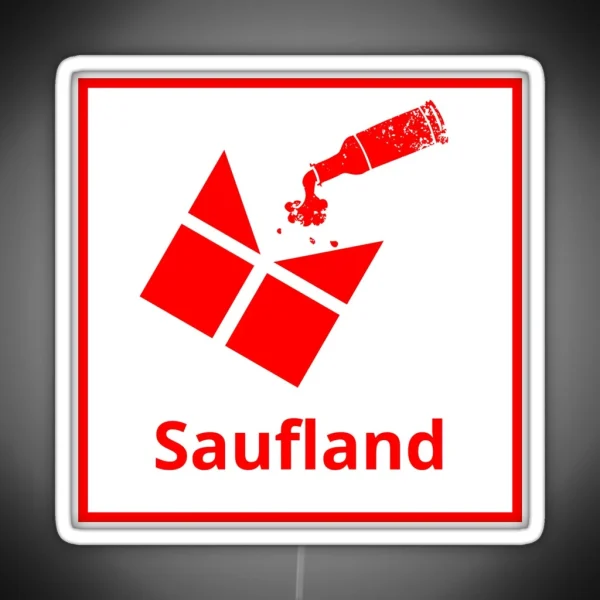 Saufland Kaufland Party Design Joke Logo RGB Neon Sign