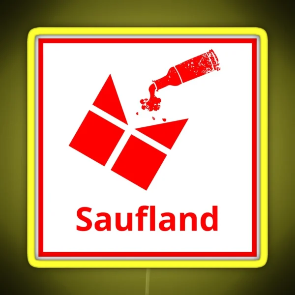Saufland Kaufland Party Design Joke Logo RGB Neon Sign