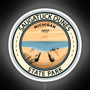 Saugatuck Dunes State Park Michigan Badge RGB Neon Sign