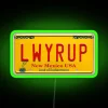 Add a pop of color with Saul License Plate Neon Sign.