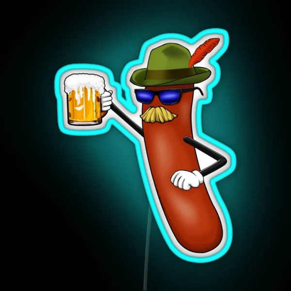 Sausage Beer Oktoberfest German Drink RGB Neon Sign