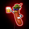 Vibrant Neon Sign Featuring German Beer and Bratwurst Icons