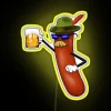 Vibrant Oktoberfest LED Sign Featuring RGB Neon Sausage and Beer Graphics