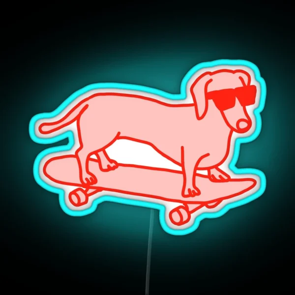Sausage Dog On A Skateboard RGB Neon Sign