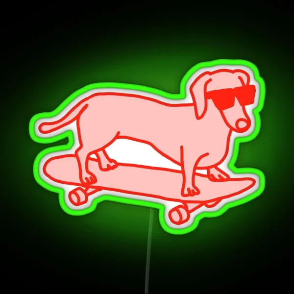 Sausage Dog On A Skateboard RGB Neon Sign