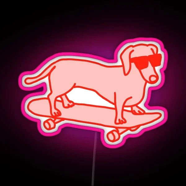 Sausage Dog On A Skateboard RGB Neon Sign