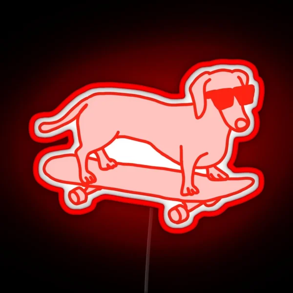 Sausage Dog On A Skateboard RGB Neon Sign