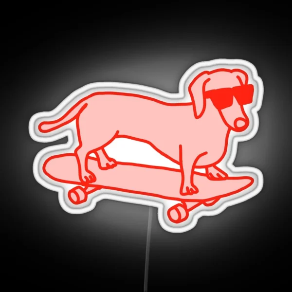 Sausage Dog On A Skateboard RGB Neon Sign
