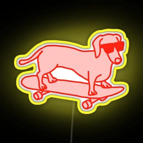 Sausage Dog On A Skateboard RGB Neon Sign