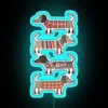 Colorful LED neon decor featuring Dachshunds in cozy winter sweaters