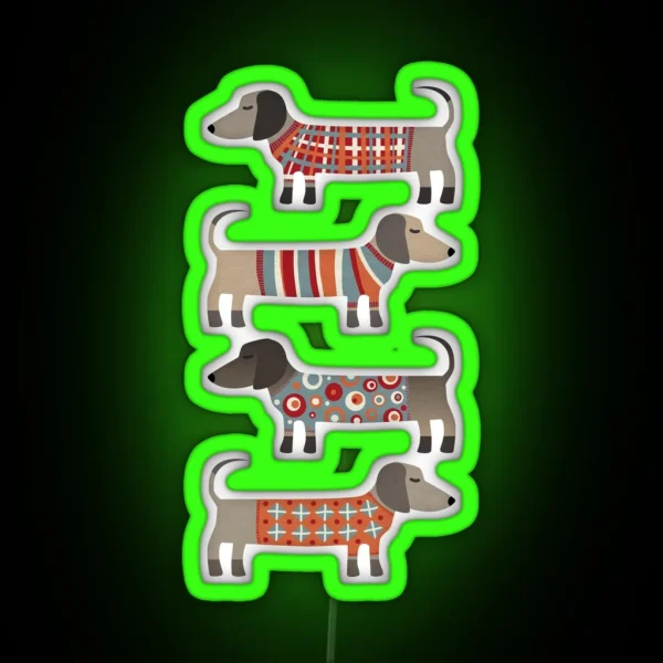 Sausage Dogs In Sweaters RGB Neon Sign