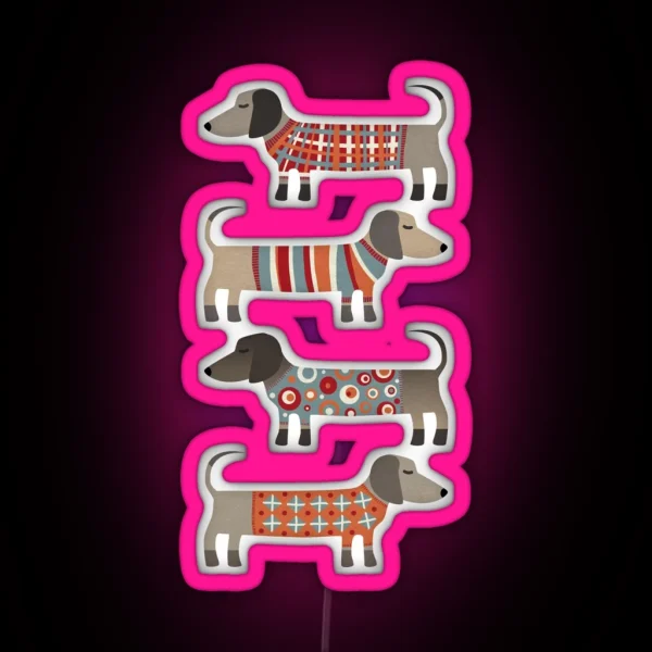 Sausage Dogs In Sweaters RGB Neon Sign