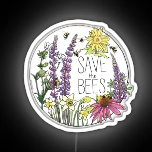 Save The Bees Circle RGB Neon Sign