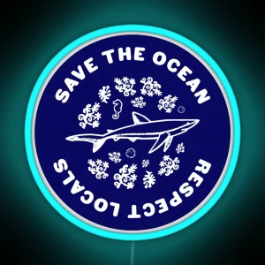 Save The Ocean Sea Animals RGB Neon Sign