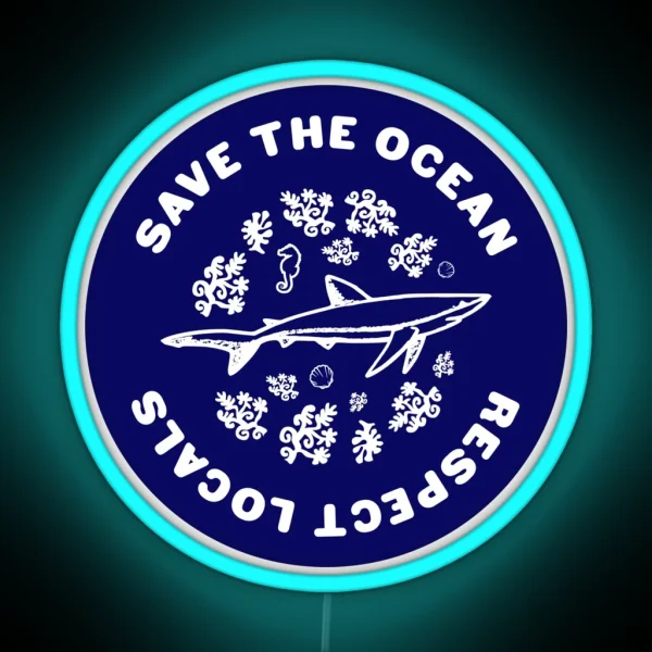 Save The Ocean Sea Animals RGB Neon Sign