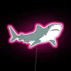 Glowing 'Save the Sharks' neon light with vibrant RGB colors
