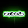 Vibrant RGB Neon Turtle Conservation Awareness Home Decor Wall Sign