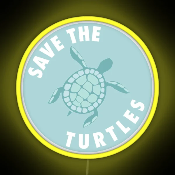 Save The Turtles Aqua RGB Neon Sign