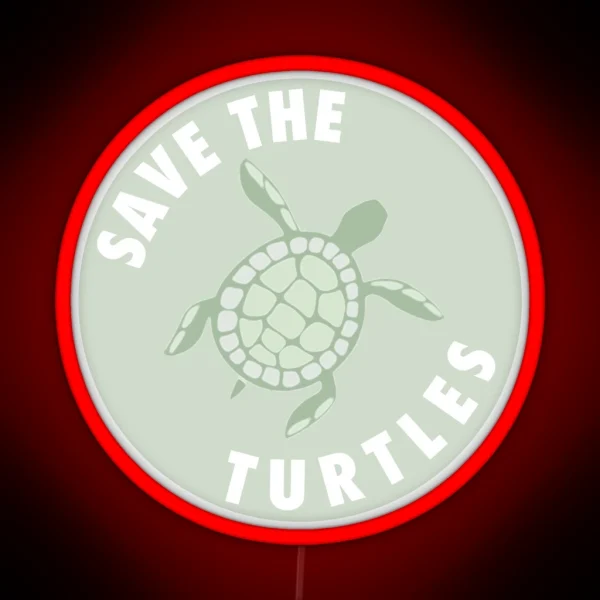 Save The Turtles Badge RGB Neon Sign