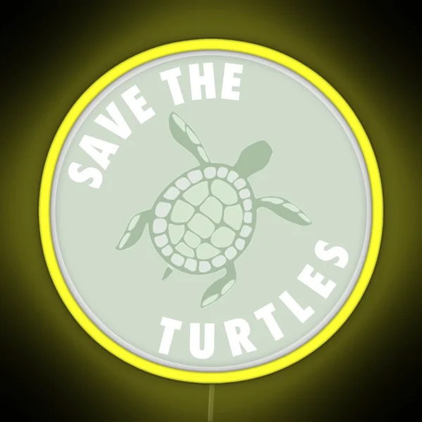 Save The Turtles Badge RGB Neon Sign