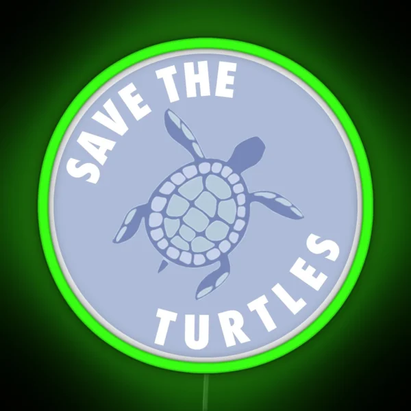 Save The Turtles Indigo RGB Neon Sign