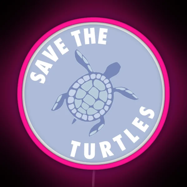 Save The Turtles Indigo RGB Neon Sign