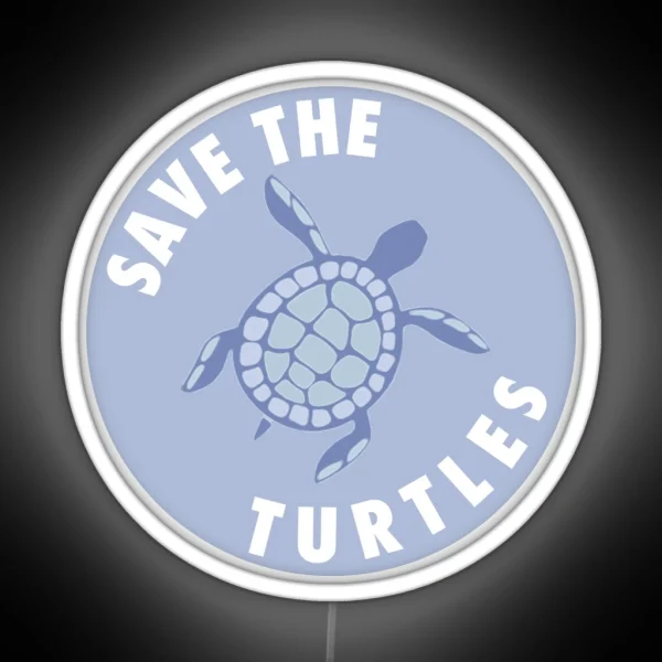 Save The Turtles Indigo RGB Neon Sign