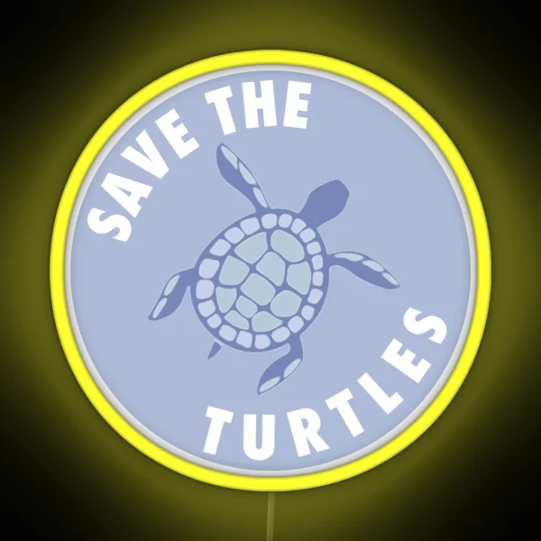Save The Turtles Indigo RGB Neon Sign
