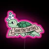 RGB Neon Turtle Conservation Art Display Save Our Oceans