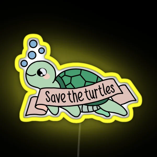 Save The Turtles RGB Neon Sign