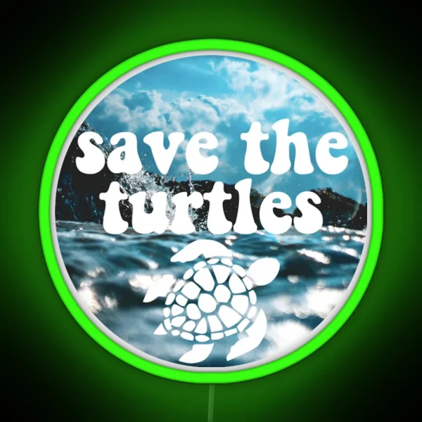 Save The Turtles RGB Neon Sign