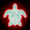 Vibrant Rainbow Glow Sign Encouraging Conservation of Sea Turtles Everywhere
