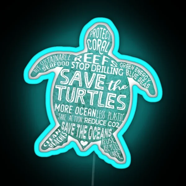 Save The Turtles RGB Neon Sign