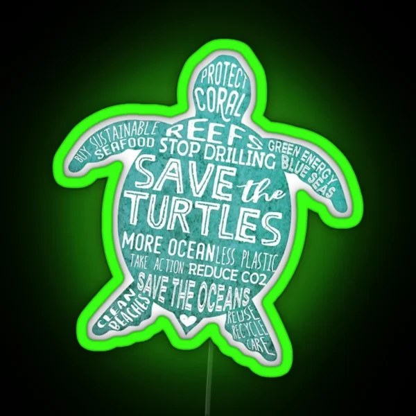 Save The Turtles RGB Neon Sign