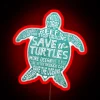 Turtle Conservation Activism Wall Sign with Vibrant RGB Neon Lighting