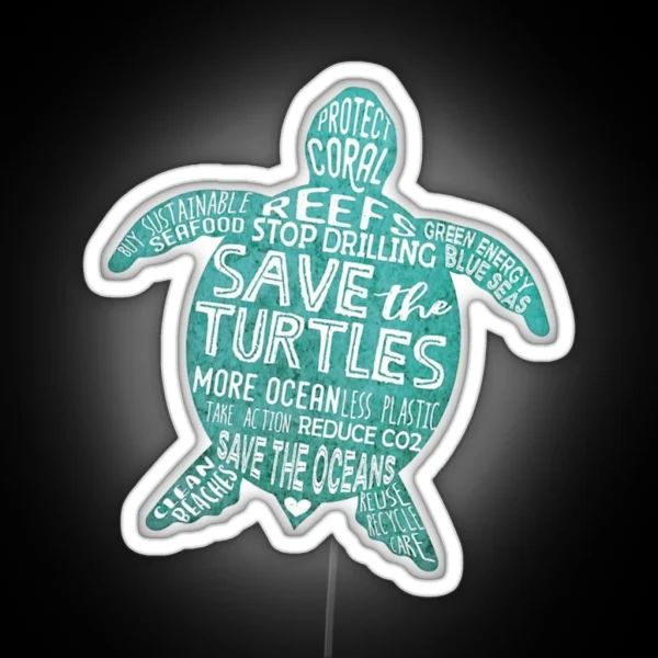Save The Turtles RGB Neon Sign