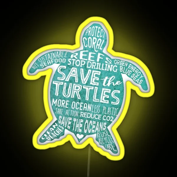 Save The Turtles RGB Neon Sign