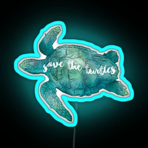 Save The Turtles RGB Neon Sign