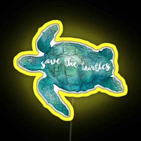 Save The Turtles RGB Neon Sign