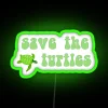 Vibrant RGB Neon Turtle Conservation Sign with Eco-Friendly Home Decor Theme