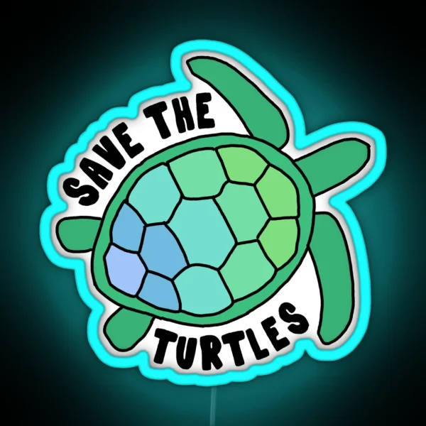 Save The Turtles RGB Neon Sign