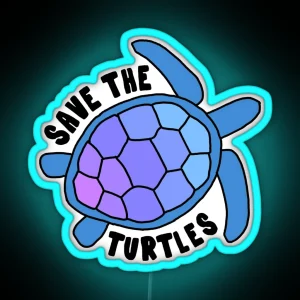 Save The Turtles RGB Neon Sign