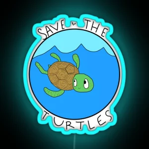 Save The Turtles RGB Neon Sign