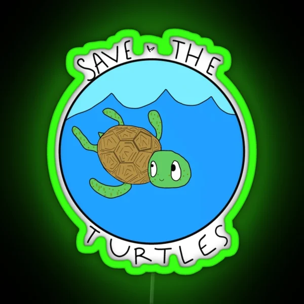 Save The Turtles RGB Neon Sign
