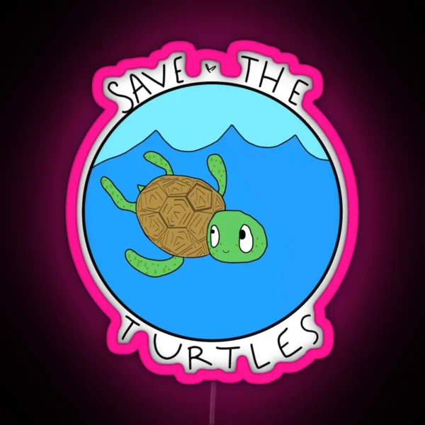 Save The Turtles RGB Neon Sign