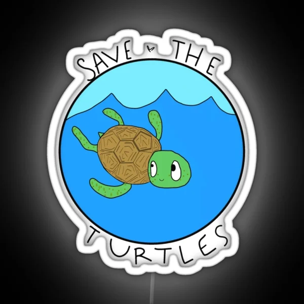 Save The Turtles RGB Neon Sign