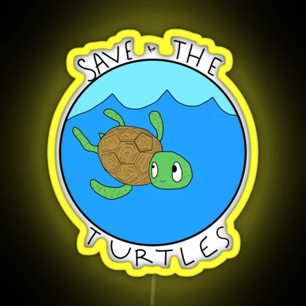 Save The Turtles RGB Neon Sign