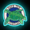 Vibrant RGB Neon Sign with Turtle Conservation Message Save Turtles